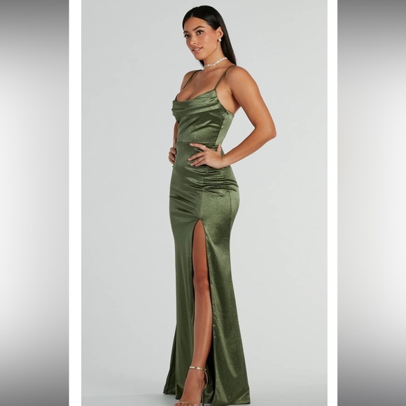 Stunning new stretch Satan glitter formal dress wedding prom size small - Picture 5 of 9